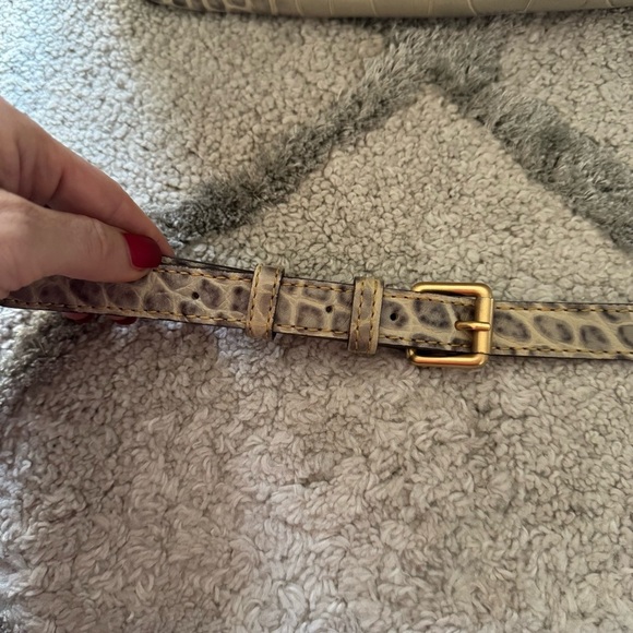 Dooney and Bourke Satchel Bag croc embossed reptile gray cream leather - Picture 3 of 14